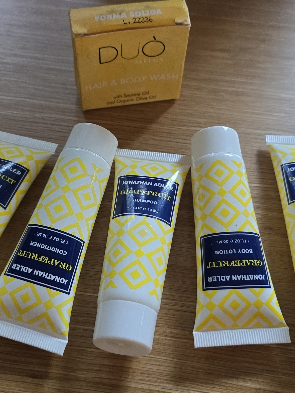 Jonathan Adler Grapefruit Travel Shampoo , Conditioner & Body Lotion - Yellow